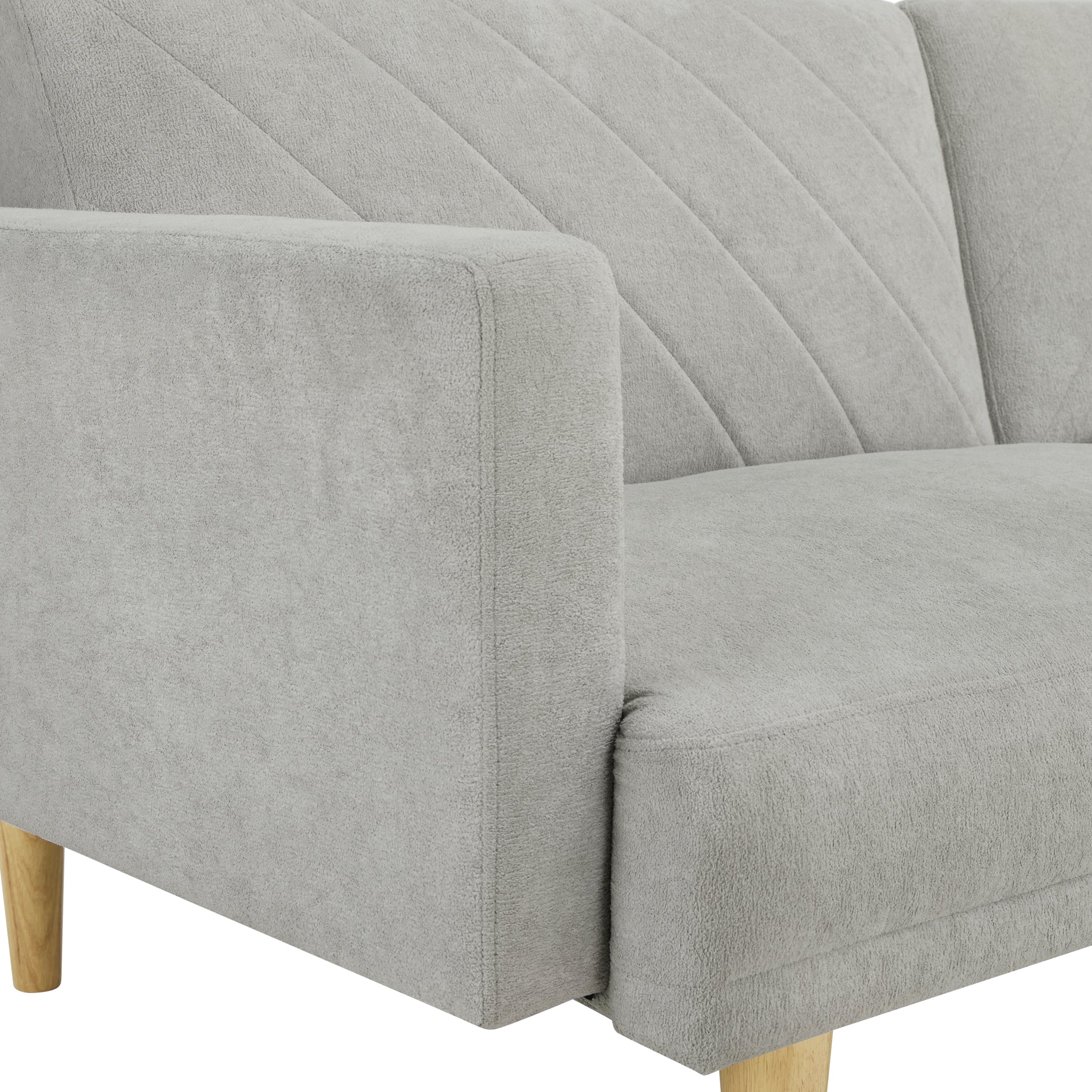 Multi Functional Futon Sofa Bed :Tapered Wood Legs Ideal For Small Living Rooms Multi Color Fabric Options Easily Converts To Single Bed,Grey Grey Velvet Wood Primary Living Space Medium Soft Mid Century Modern Square Arms Memory Foam Snowflake Velvet
