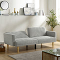 Multi Functional Futon Sofa Bed :Tapered Wood Legs Ideal For Small Living Rooms Multi Color Fabric Options Easily Converts To Single Bed,Grey Grey Velvet Wood Primary Living Space Medium Soft Mid Century Modern Square Arms Memory Foam Snowflake Velvet