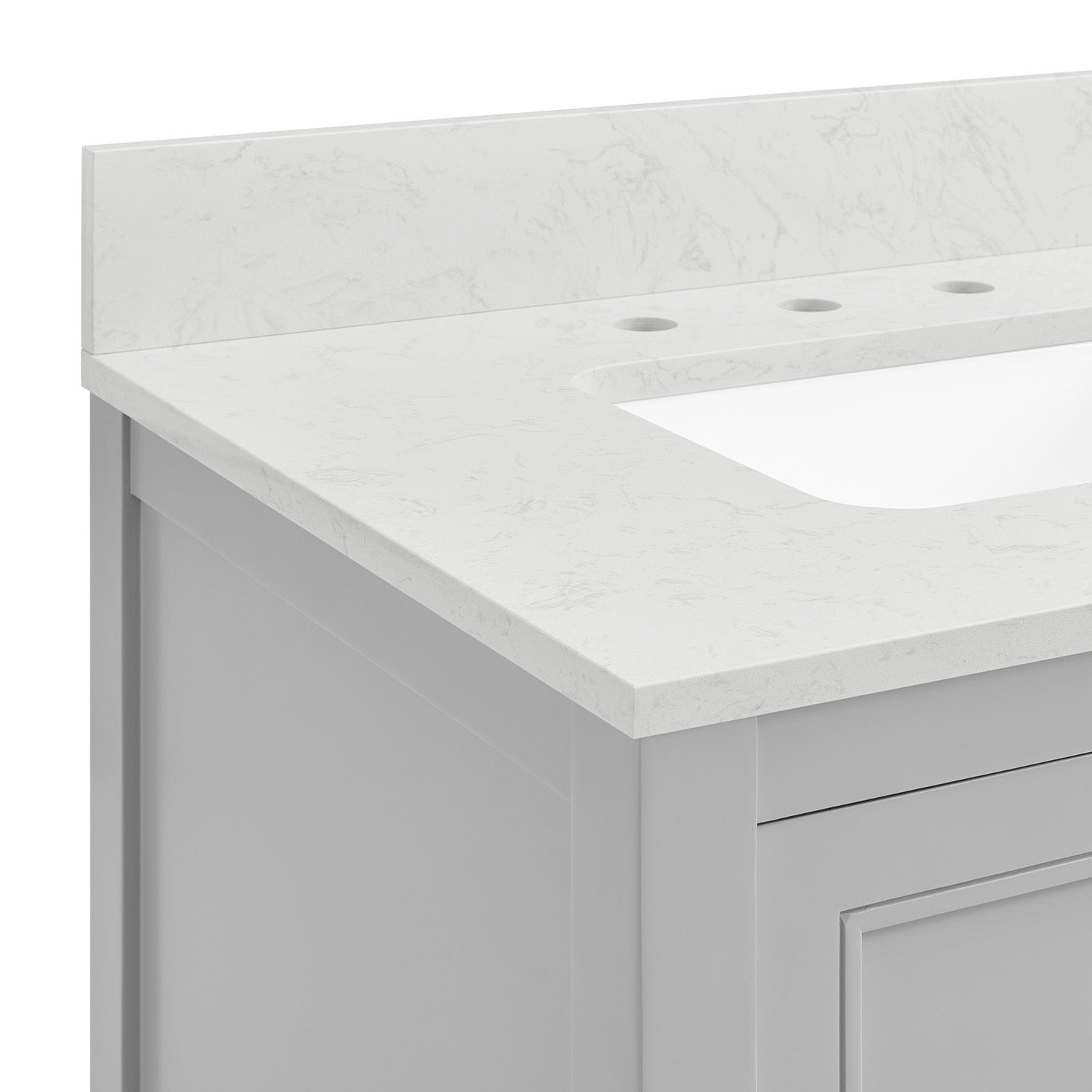 60 In Undermount Double Sinks Bathroom Storage Cabinet With Engineered Carrara Marble Top 4 Light Gray 4 Soft Close Doors Bathroom Freestanding Mdf Painted