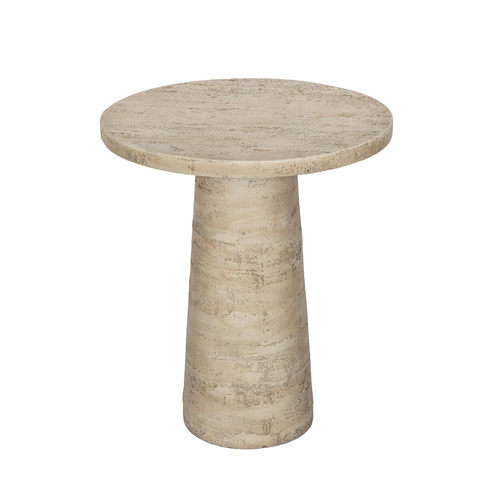 22X22X25.5" Cream Round Side Table With Pedestal Base Cream Magnesium Oxide