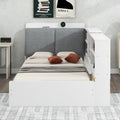 Wood Twin Size Platform Bed With Storage Headboard, Shelves And 2 Drawers, White Box Spring Not Required Twin White Wood Bedroom Bed Frame Solid Wood Mdf