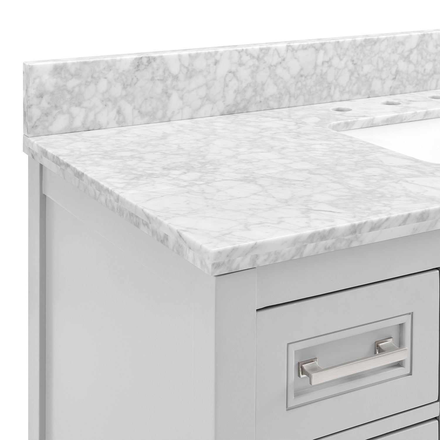 48 In Undermount Single Sink Bathroom Storage Cabinet With Carrara Natural Marble Top 4 Light Gray 2 Soft Close Doors Bathroom Freestanding Mdf Painted