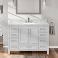 48 In Undermount Single Sink Bathroom Storage Cabinet With Carrara Natural Marble Top 4 Light Gray 2 Soft Close Doors Bathroom Freestanding Mdf Painted