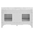 60 In Undermount Double Sinks Bathroom Storage Cabinet With Carrara Natural Marble Top Light Gray 4 Soft Close Doors Bathroom Freestanding Mdf Painted