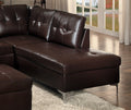 Contemporary Brown 3Pc Sectional Sofa With Rsf Chaise Ottoman Tufted Detail Faux Leather Upholstered Solid Wood Living Room Furniture L Shape Sofa Chaise Brown Faux Leather Wood Primary Living Space Contemporary L Shaped Solid Wood