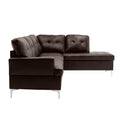 Contemporary Brown Faux Leather Upholstered 2Pc Sectional Sofa With Rsf Chaise Tufted Detail Solid Wood Living Room Furniture Brown Faux Leather Wood Primary Living Space Contemporary L Shaped Solid Wood