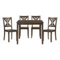 Charcoal Brown Finish 5Pc Dining Set Table And 4 Side Chairs X Back Design Kitchen Dining Furniture Wooden Transitional Breakfast Wood Wood Brown Mix Seats 4 Wood Dining Room 36 Inches Casual,Transitional 4 Leg Square Dining Table With Chair Wood