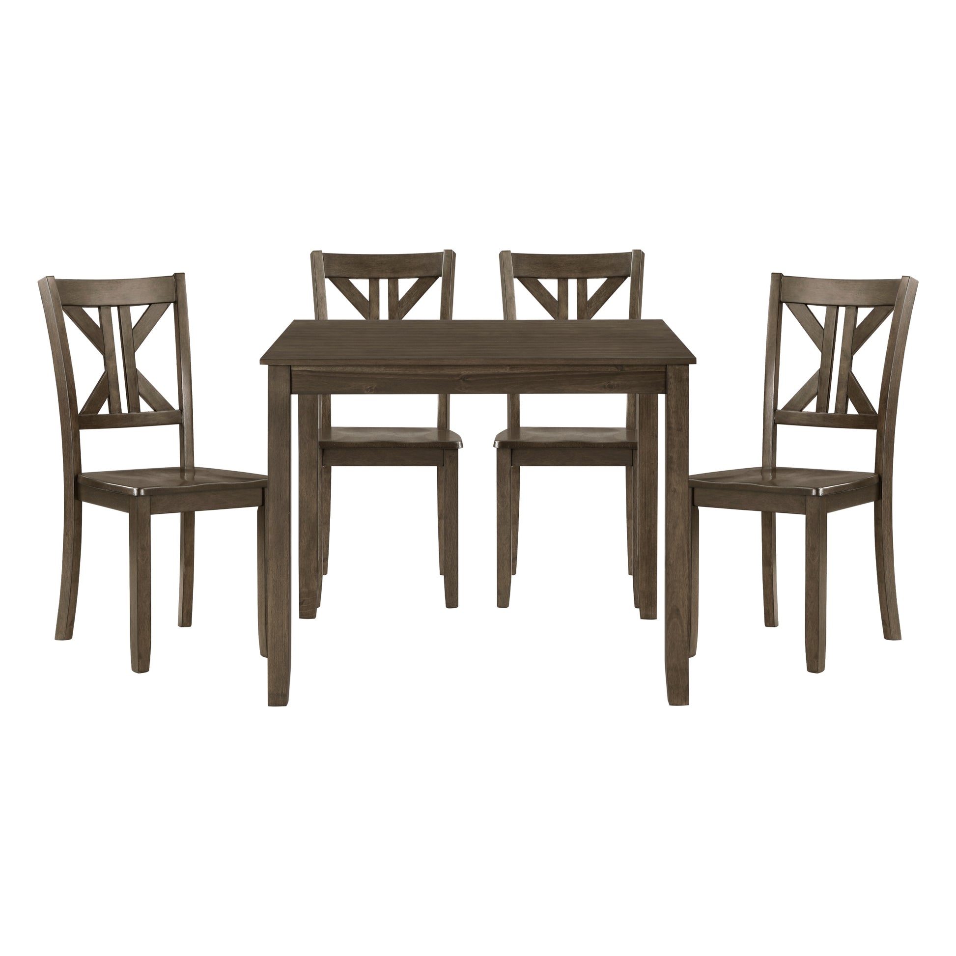 Charcoal Brown Finish 5Pc Dining Set Table And 4 Side Chairs X Back Design Kitchen Dining Furniture Wooden Transitional Breakfast Wood Wood Brown Mix Seats 4 Wood Dining Room 36 Inches Casual,Transitional 4 Leg Square Dining Table With Chair Wood