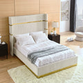 Corduroy Upholstered Bed Frame Queen Size 65