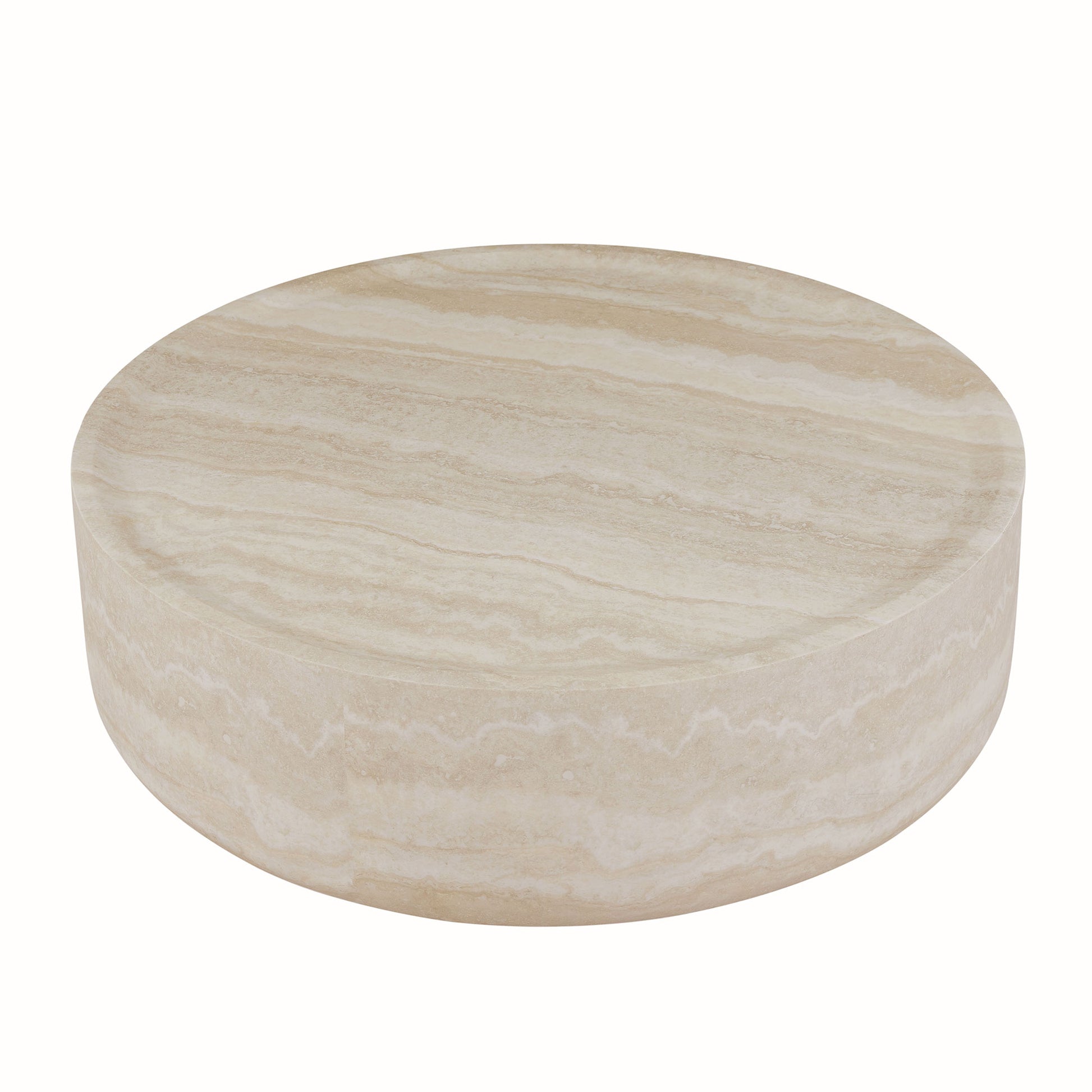 39.37'' Faux Mars Pattern Coffee Tables For Living Room Round Tea Faux Travertine Textured Table For Living Room, No Need Assembly. Marble Fiberglass