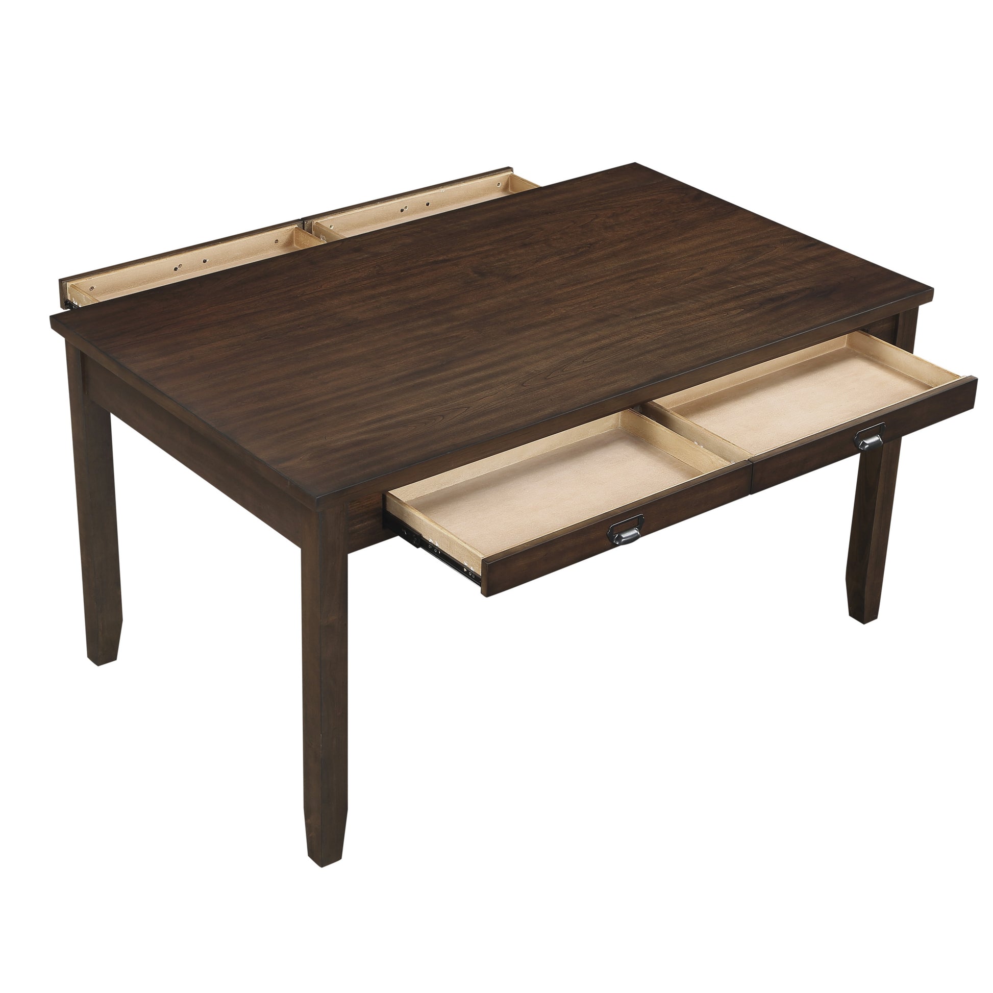 Dark Cherry Finish 6Pc Dining Set Table Bench And 4 Side Chair Chenille Upholstery Functional Drawers Table Wooden Funiture Dining Kitchen Set Upholstered Chair Wood Cherry Seats 6 Wood Dining Room 60 Inches Bench Seating 4 Leg Rectangular Dining Table