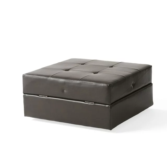 Detroit 31 Sq Storage Ottoman Brown Pu