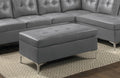 Contemporary Gray 3Pc Sectional Sofa With Rsf Chaise Ottoman Tufted Detail Faux Leather Upholstered Solid Wood Living Room Furniture L Shape Sofa Chaise Gray Faux Leather Wood Primary Living Space Contemporary L Shaped Solid Wood