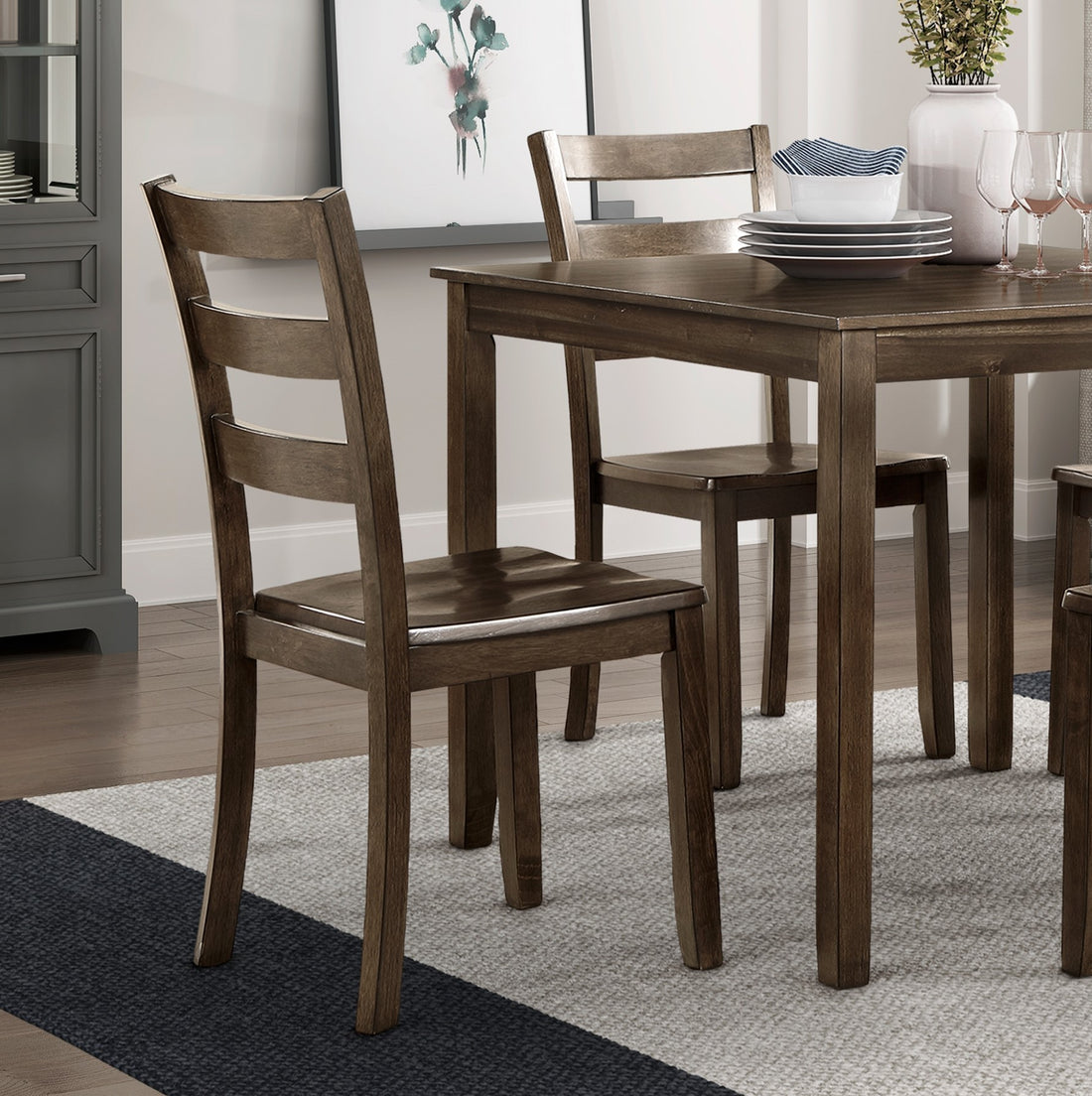 Transitional Charcoal Brown Finish 5Pc Dining Set Table And 4 Side Chairs Kitchen Dining Breakfast Furniture Wooden Wood Wood Brown Mix Seats 4 Wood Dining Room 36 Inches Casual,Transitional 4 Leg Square Dining Table With Chair Wood