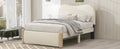 Twin Size Upholstered Platform Bed With Wood Supporting Feet, Beige Box Spring Not Required Twin Beige Bedroom Bed Frame Upholstered