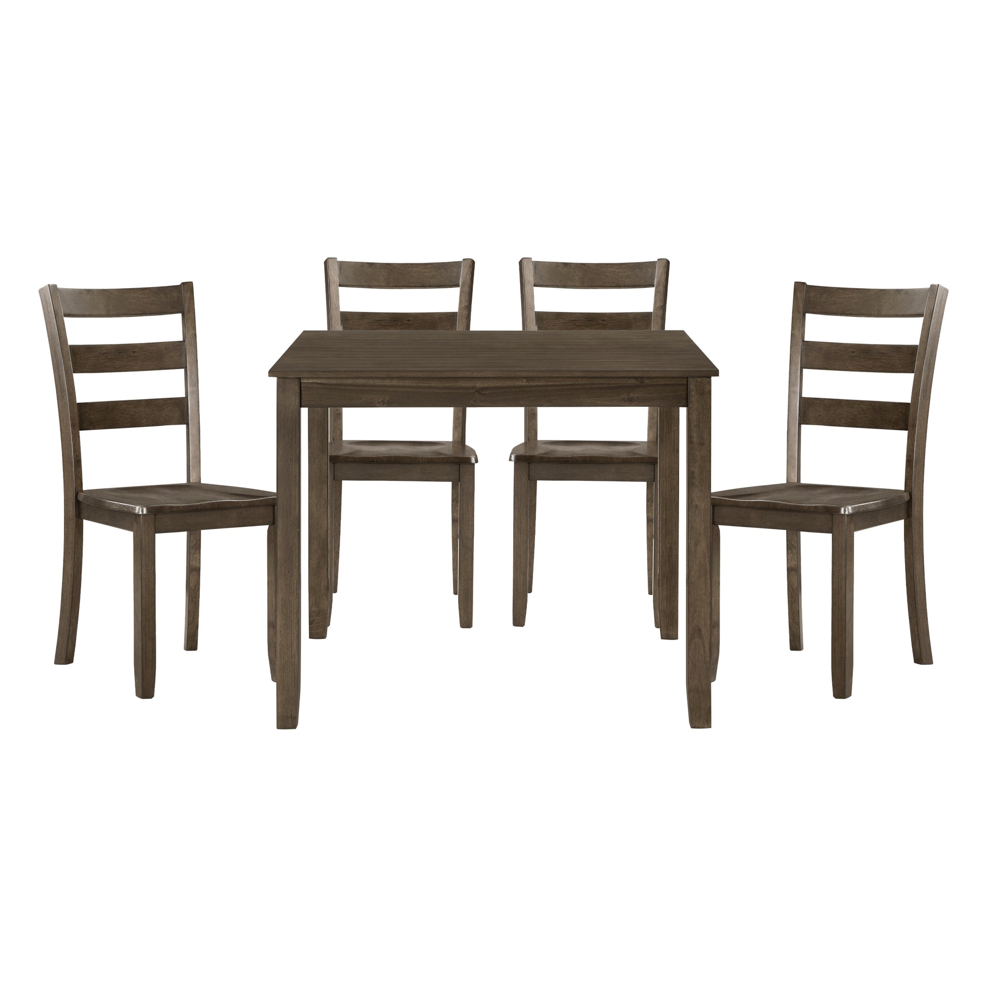 Transitional Charcoal Brown Finish 5Pc Dining Set Table And 4 Side Chairs Kitchen Dining Breakfast Furniture Wooden Wood Wood Brown Mix Seats 4 Wood Dining Room 36 Inches Casual,Transitional 4 Leg Square Dining Table With Chair Wood