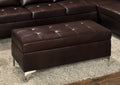 Contemporary Brown 3Pc Sectional Sofa With Rsf Chaise Ottoman Tufted Detail Faux Leather Upholstered Solid Wood Living Room Furniture L Shape Sofa Chaise Brown Faux Leather Wood Primary Living Space Contemporary L Shaped Solid Wood