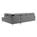 Contemporary Gray Faux Leather Upholstered 2Pc Sectional Sofa With Rsf Chaise Tufted Detail Solid Wood Living Room Furniture L Shape Sofa Chaise Gray Faux Leather Wood Primary Living Space Contemporary L Shaped Solid Wood