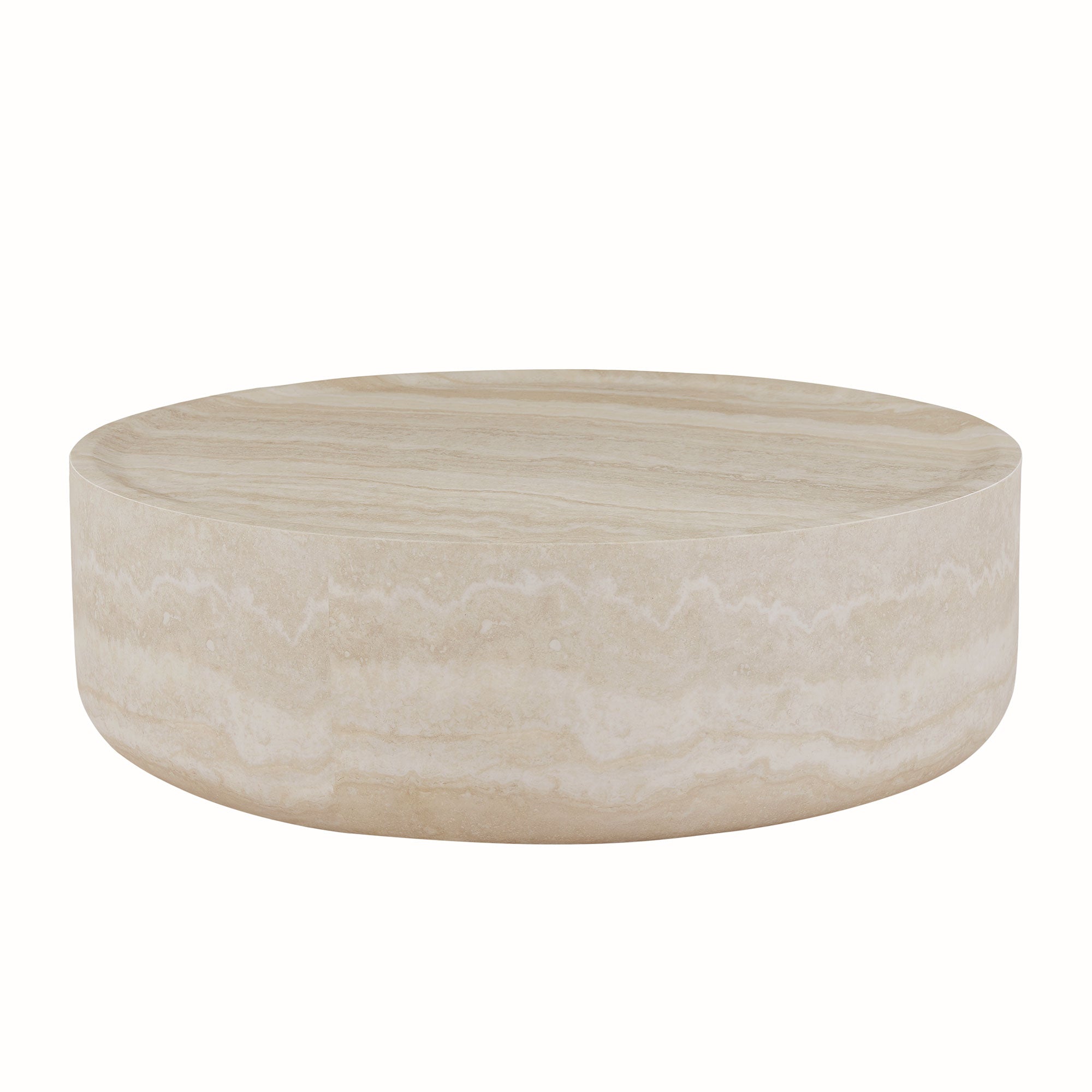 39.37'' Faux Mars Pattern Coffee Tables For Living Room Round Tea Faux Travertine Textured Table For Living Room, No Need Assembly. Marble Fiberglass