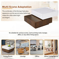 Square 360 Rotating Coffee Table With 2 Drawers, High Gloss 2 Tier Center Table With Swivel Tabletop And Storage, Walnut Table Frame Side Table For Living Room, White White Walnut Primary Living Space Glossy Square Particle Board