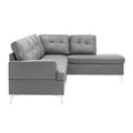 Contemporary Gray Faux Leather Upholstered 2Pc Sectional Sofa With Rsf Chaise Tufted Detail Solid Wood Living Room Furniture L Shape Sofa Chaise Gray Faux Leather Wood Primary Living Space Contemporary L Shaped Solid Wood