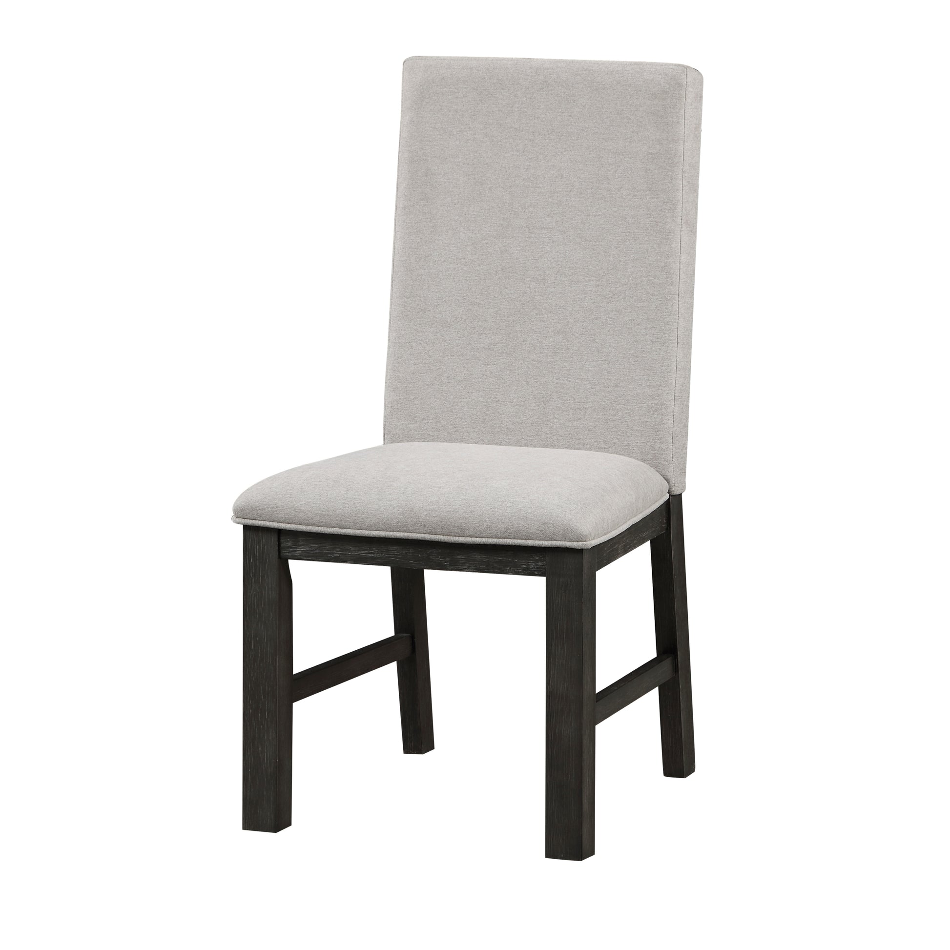 Dining Chairs Set Of 2 Gray Upholstered Seat Stylish Back Antique Black Finish Wooden Frame Dining Kitchen Chairs Set Gray Dining Room Transitional Side Chair Wood