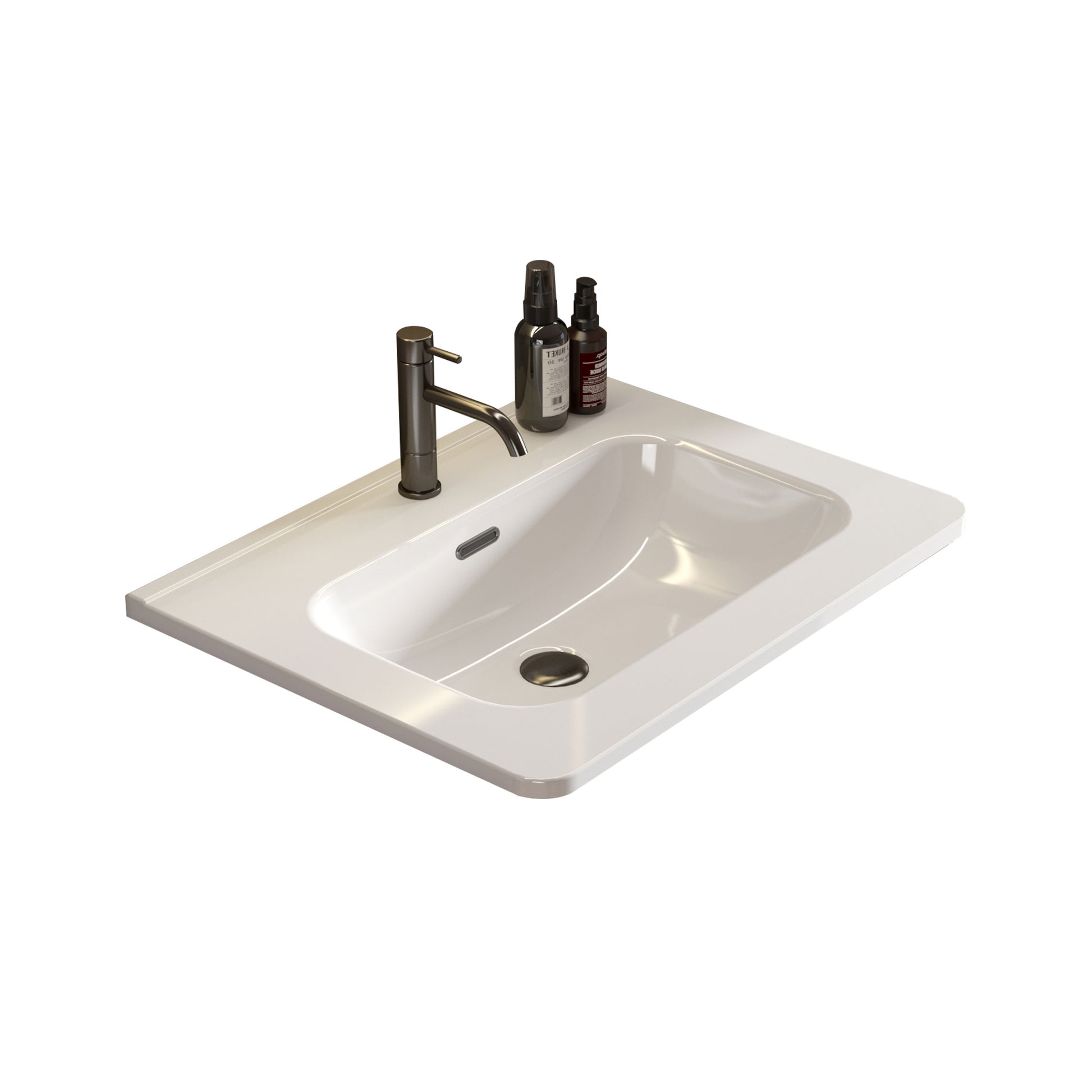 Bb0424Y301, Integrated Glossy White Ceramic Basin, Drain And Faucet Not Included Gloss White Ceramic