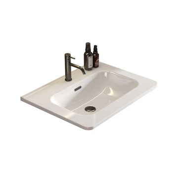 Bb0424Y301, Integrated Glossy White Ceramic Basin, Drain And Faucet Not Included Gloss White Ceramic