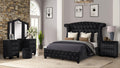 Sophia Queen 4 Pc Vanity Upholstery Bedroom Set Made With Wood In Black Box Spring Not Required Queen Black Wood 4 Piece Set Bedroom Contemporary,Modern Acacia Upholstered Velvet Tufted Wood