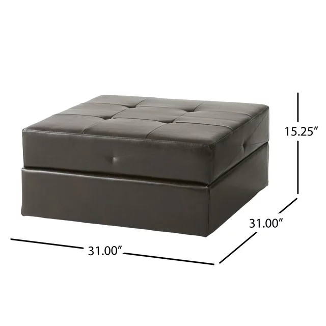 Detroit 31 Sq Storage Ottoman Brown Pu