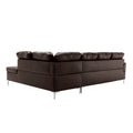 Contemporary Brown Faux Leather Upholstered 2Pc Sectional Sofa With Rsf Chaise Tufted Detail Solid Wood Living Room Furniture Brown Faux Leather Wood Primary Living Space Contemporary L Shaped Solid Wood