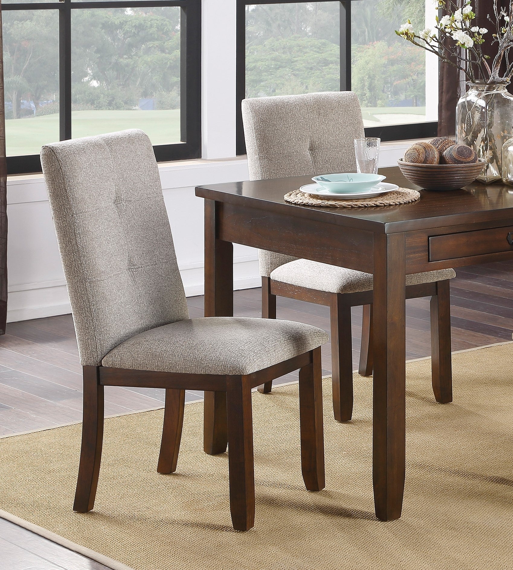 Dark Cherry Finish 6Pc Dining Set Table Bench And 4 Side Chair Chenille Upholstery Functional Drawers Table Wooden Funiture Dining Kitchen Set Upholstered Chair Wood Cherry Seats 6 Wood Dining Room 60 Inches Bench Seating 4 Leg Rectangular Dining Table