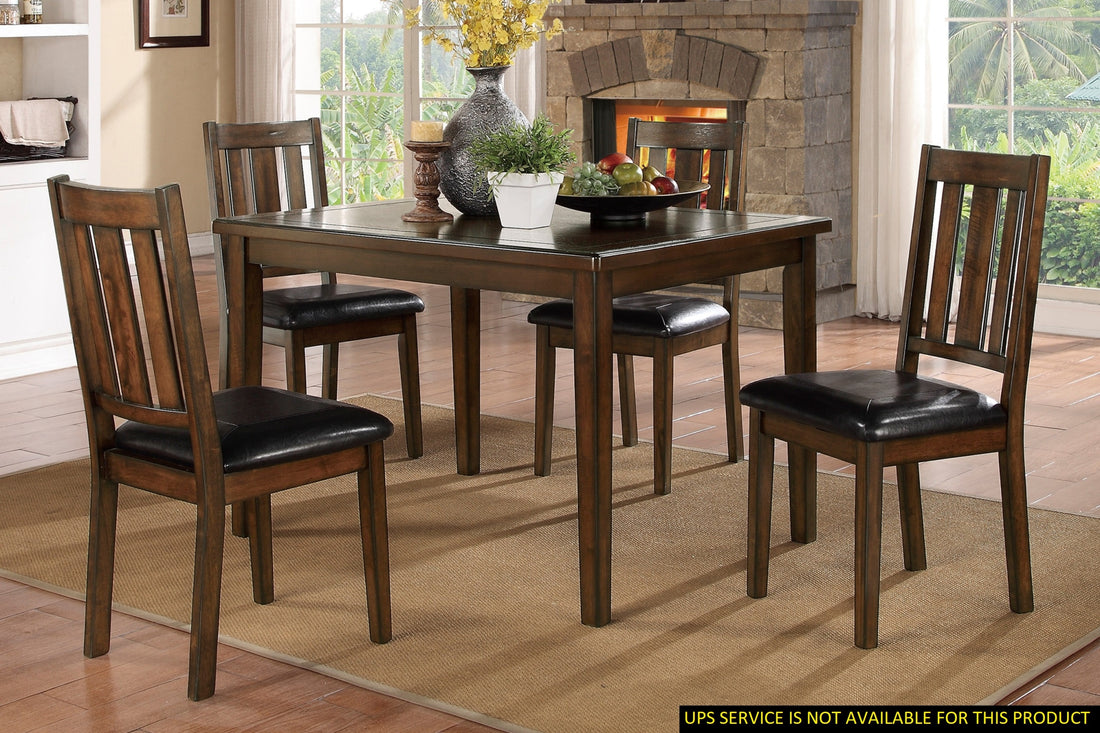 Dark Brown Cherry Finish 5Pc Dining Set Table With 4 Chairs Black Faux Leather Upholstery Wooden Kitchen Funiture Dinette Set Wood Brown Mix Seats 4 Wood Dining Room 48 Inches Rectangular Dining Table With Chair Wood