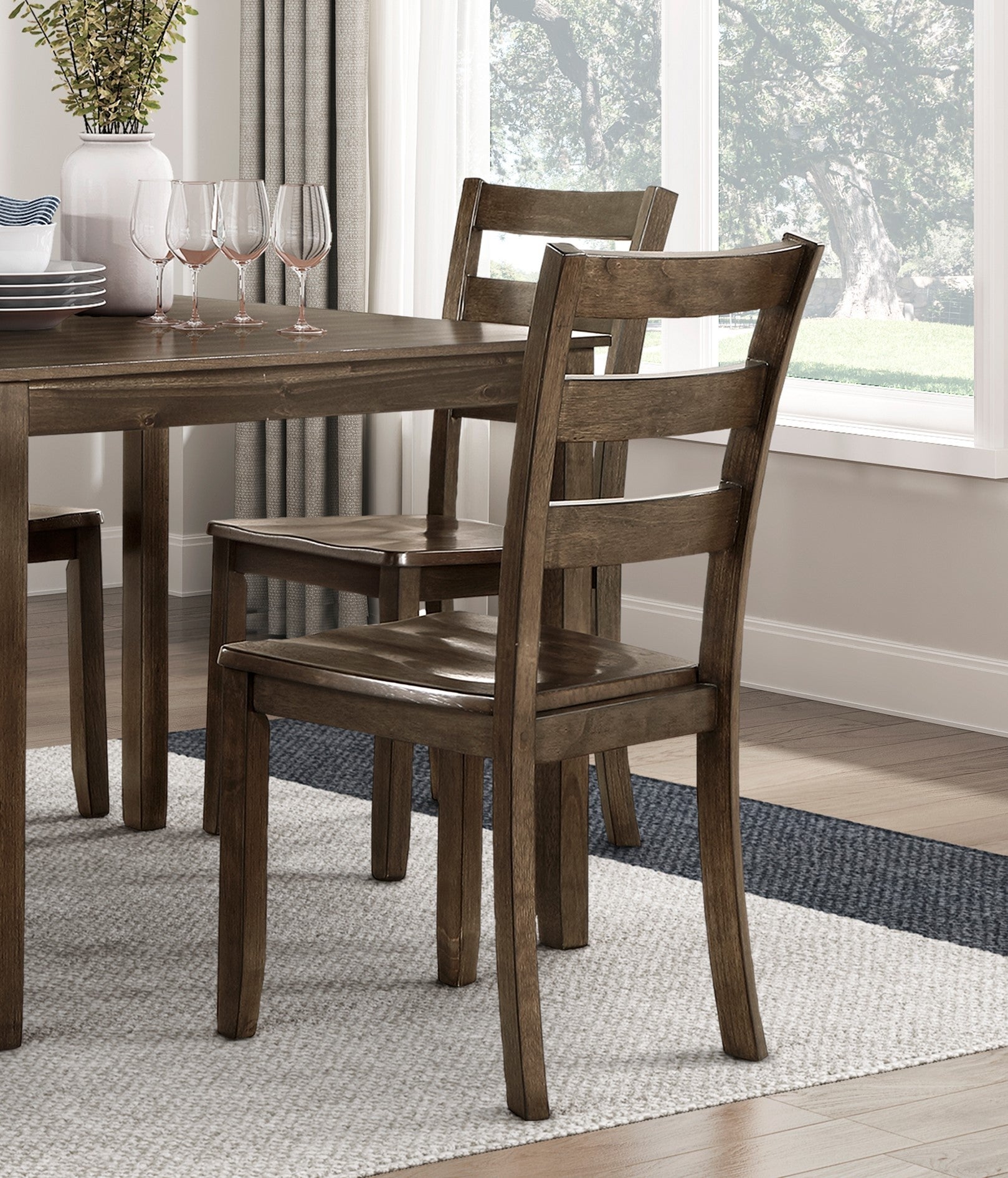 Transitional Charcoal Brown Finish 5Pc Dining Set Table And 4 Side Chairs Kitchen Dining Breakfast Furniture Wooden Wood Wood Brown Mix Seats 4 Wood Dining Room 36 Inches Casual,Transitional 4 Leg Square Dining Table With Chair Wood