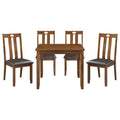 Brown Finish 5Pc Dining Set Table And 4 Side Chairs Upholstered Seat Wooden Kitchen Dining Furniture Set Transitional Style Wood Wood Brown Seats 4 Wood Dining Room 36 Inches Transitional 4 Leg Square Dining Table With Chair Wood