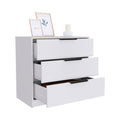 Washington Three Drawer Dresser White White Bedroom American Design,Modern Pine Pine Engineered Wood