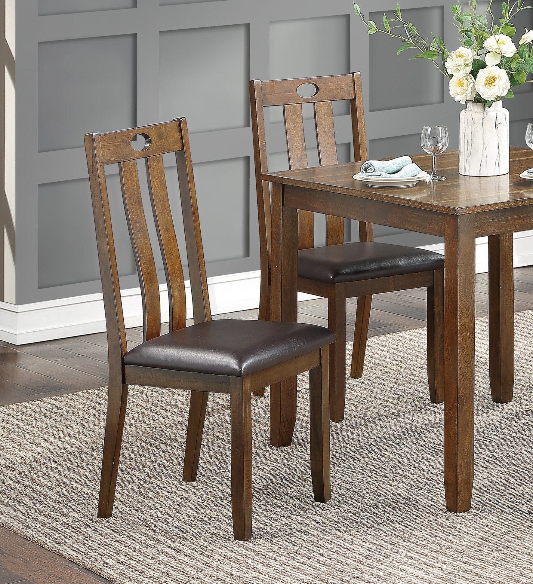 Brown Finish 5Pc Dining Set Table And 4 Side Chairs Upholstered Seat Wooden Kitchen Dining Furniture Set Transitional Style Wood Wood Brown Seats 4 Wood Dining Room 36 Inches Transitional 4 Leg Square Dining Table With Chair Wood