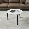 Coffee Table Nesting White Set Of 2, Side Set Black Frame Circular And Marble Tables, Living Room Bedroom Apartment Modern Simple Accent Tea Table Nightstand, Easy Assembly Black Metal Stone
