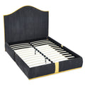 Corduroy Upholstered Bed Frame Queen Size 59.5