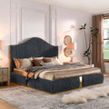 Corduroy Upholstered Bed Frame King Size 59.5