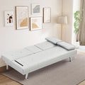 67 Inch White Leather Multifunctional Double Pullout Sofa Bed With Coffee Table White Leather 2 Seat