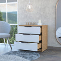 Washington Three Drawer Dresser Multicolor Bedroom Industrial,Modern Pine Pine Engineered Wood