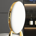 Dining Chair Set Of 2, Oval Backrest Design And Stainless Steel Legs White Leather