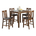 Brown Finish 5Pc Counter Height Set Dining Table And 4 Chairs Upholstered Seat Wooden Kitchen Dining Furniture Set Transitional Style Wood Wood Brown Seats 4 Wood Dining Room 36 Inches Transitional 4 Leg Square Dining Table With Chair Wood