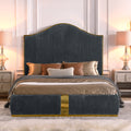 Corduroy Upholstered Bed Frame Queen Size 59.5