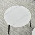 Coffee Table Nesting White Set Of 2, Side Set Black Frame Circular And Marble Tables, Living Room Bedroom Apartment Modern Simple Accent Tea Table Nightstand, Easy Assembly Black Metal Stone