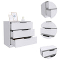 Washington Three Drawer Dresser White White Bedroom American Design,Modern Pine Pine Engineered Wood