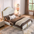 Corduroy Upholstered Bed Frame Queen Size 59.5