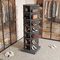 360 Gray Rotating Shoe Cabinet With 7 Layers Can Accommodate Up To 28 Paris Shoes Gray Melamine