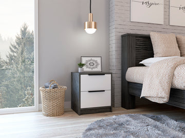 Washington Nightstand, Two Large Drawers Multicolor Bedroom American Design,Contemporary,Industrial,Modern Pine Engineered Wood